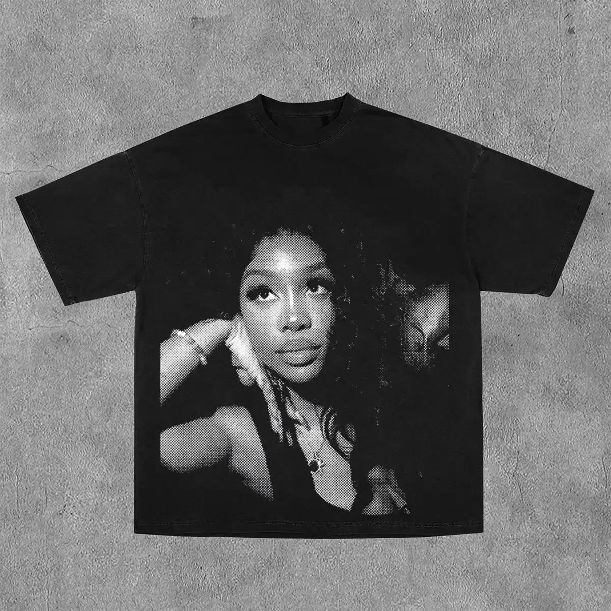 American Hip-hop Character Pattern Printed T-shirt Casual Fashion Oversized T-shirt