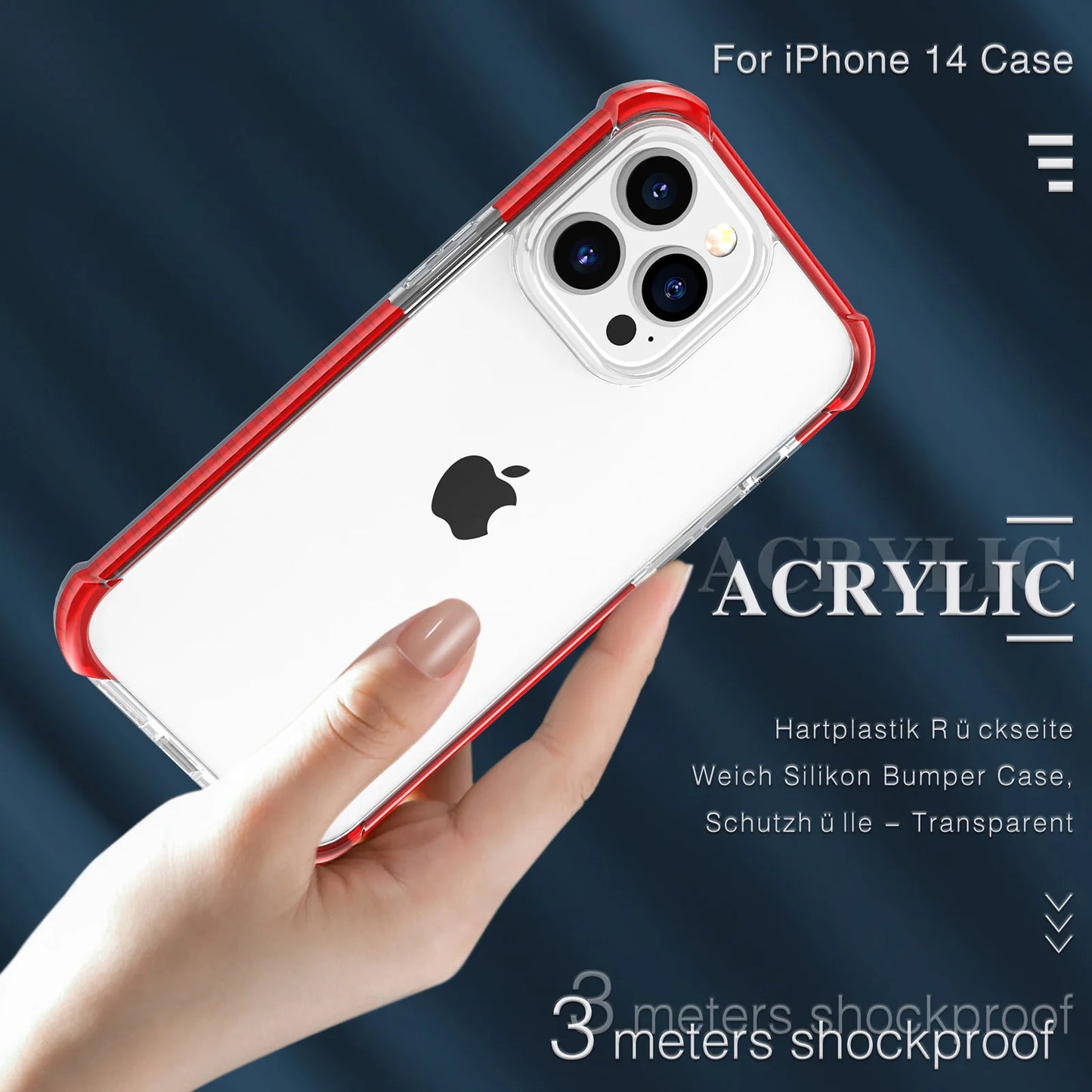 Shockproof Cover For iphone, Acrylic Crystal Clear Hard Back Shell