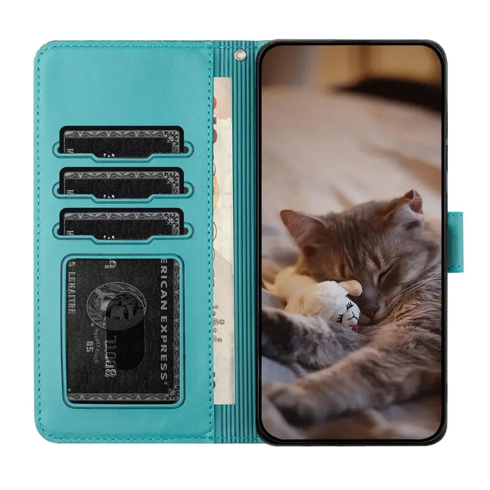 S24 Ultra S23 FE Leather Case for Samsung Galaxy A55 A35 A15 A05S A54 A34 A24 A14 A53 A33 A13 A23 Case 3D Cat Phone Wallet Cover