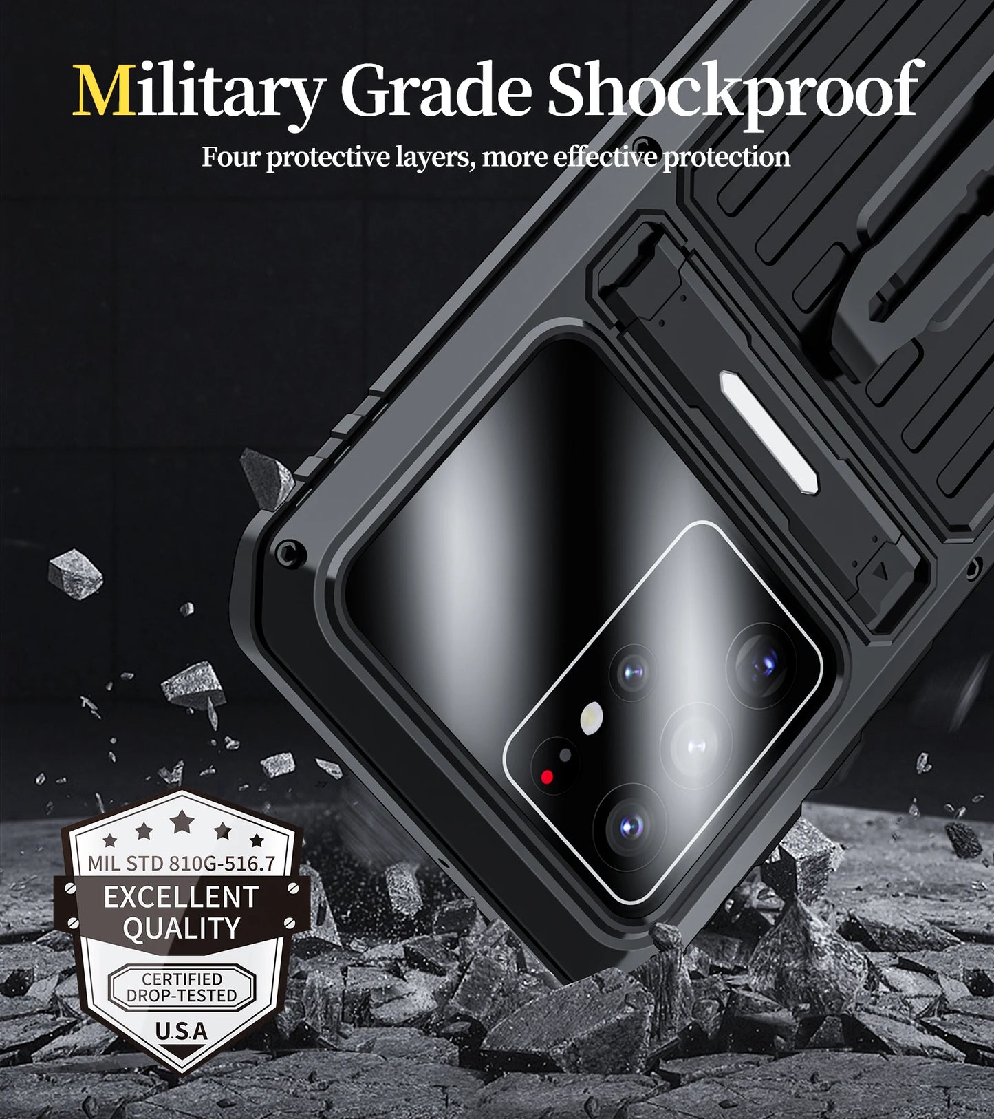 Shockproof Case for Samsung  Dirt Proof Water Resistant Cover with Bracket Stand