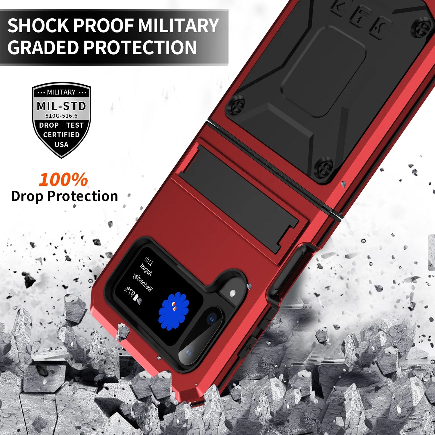 Shockproof Case for Samsung Dirt Proof Metal Armor Cover with Bracket Stand