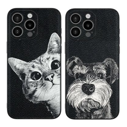 Black Cat Dog Lion Pattern with Camera Paint case for IPhone