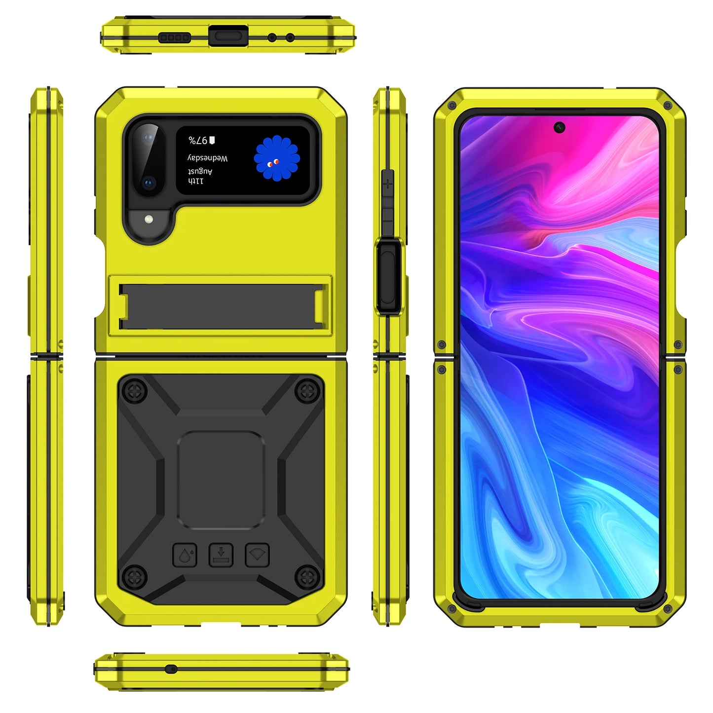 Shockproof Case for Samsung Dirt Proof Metal Armor Cover with Bracket Stand