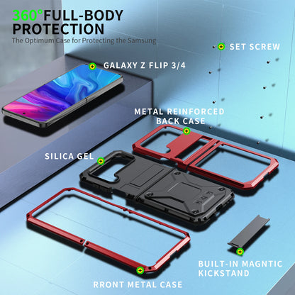 Shockproof Case for Samsung Dirt Proof Metal Armor Cover with Bracket Stand