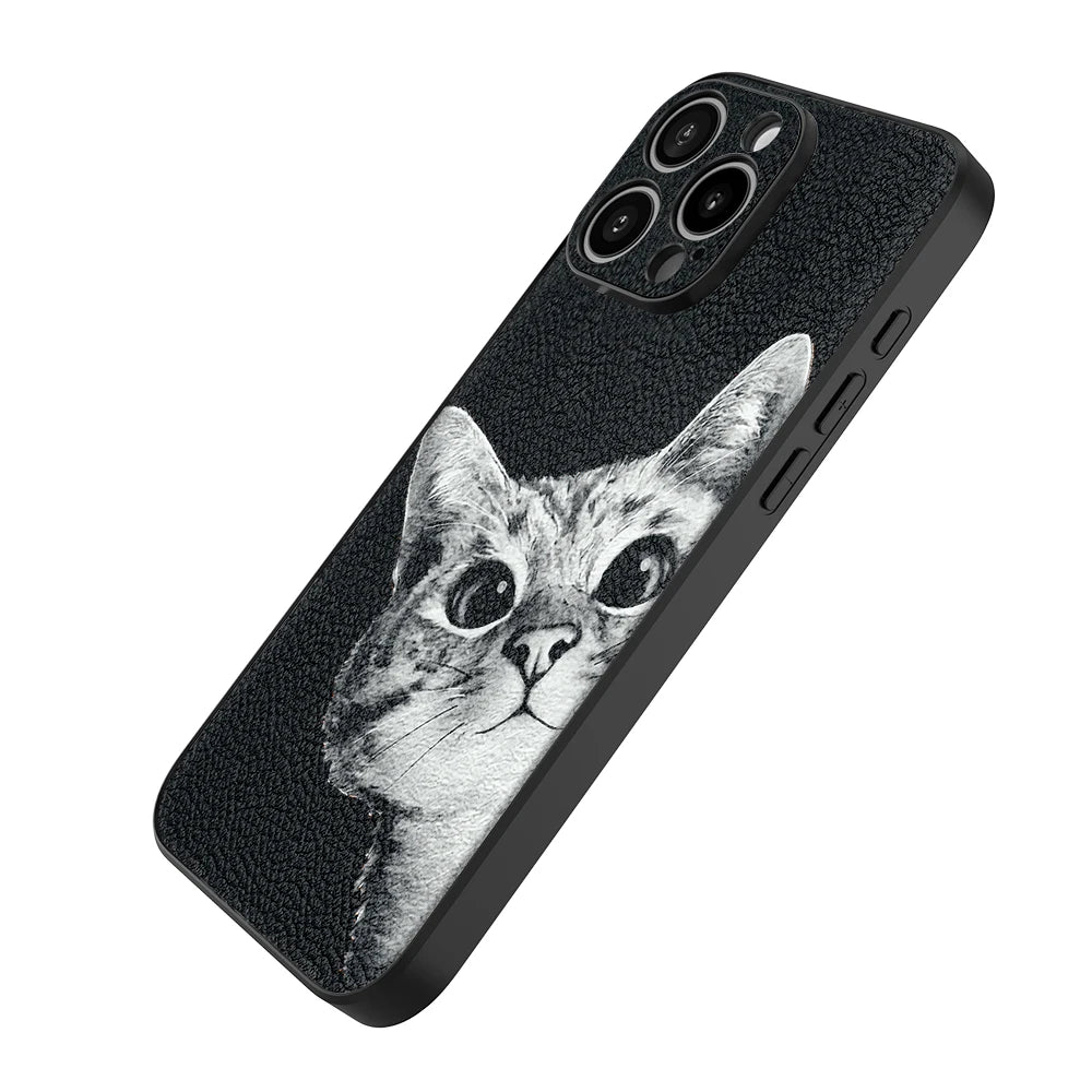 Black Cat Dog Lion Pattern with Camera Paint case for IPhone