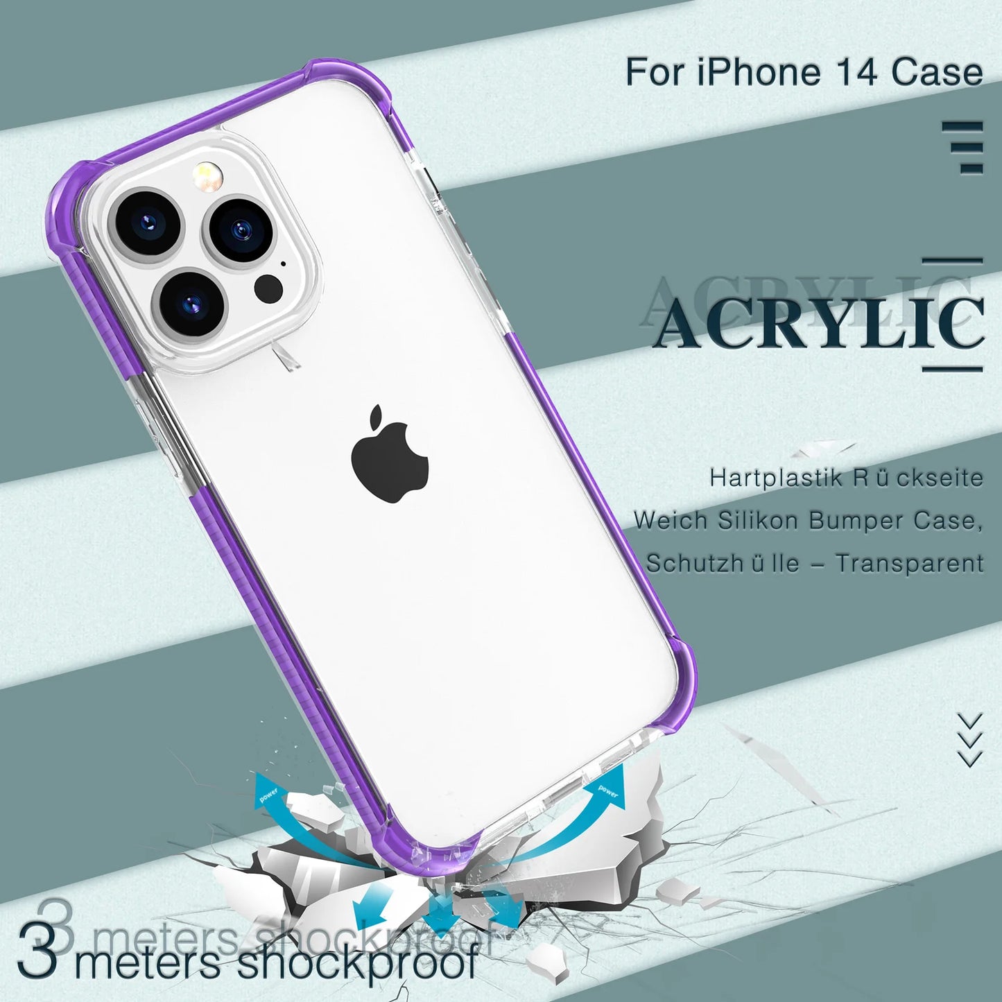 Shockproof Cover For iphone, Acrylic Crystal Clear Hard Back Shell