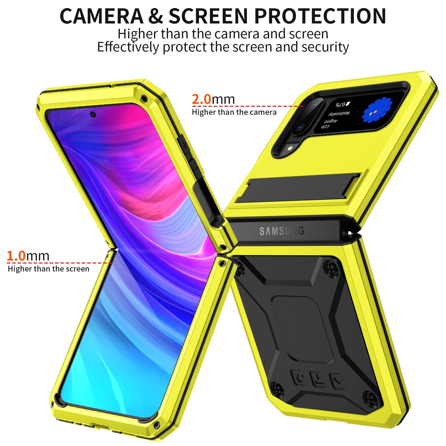 Shockproof Case for Samsung Dirt Proof Metal Armor Cover with Bracket Stand