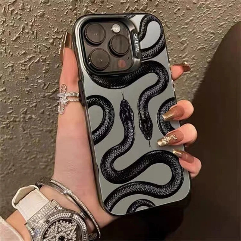 Luxurious Black Snake Matte Phone Case for IPhone