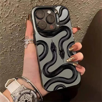 Luxurious Black Snake Matte Phone Case for IPhone