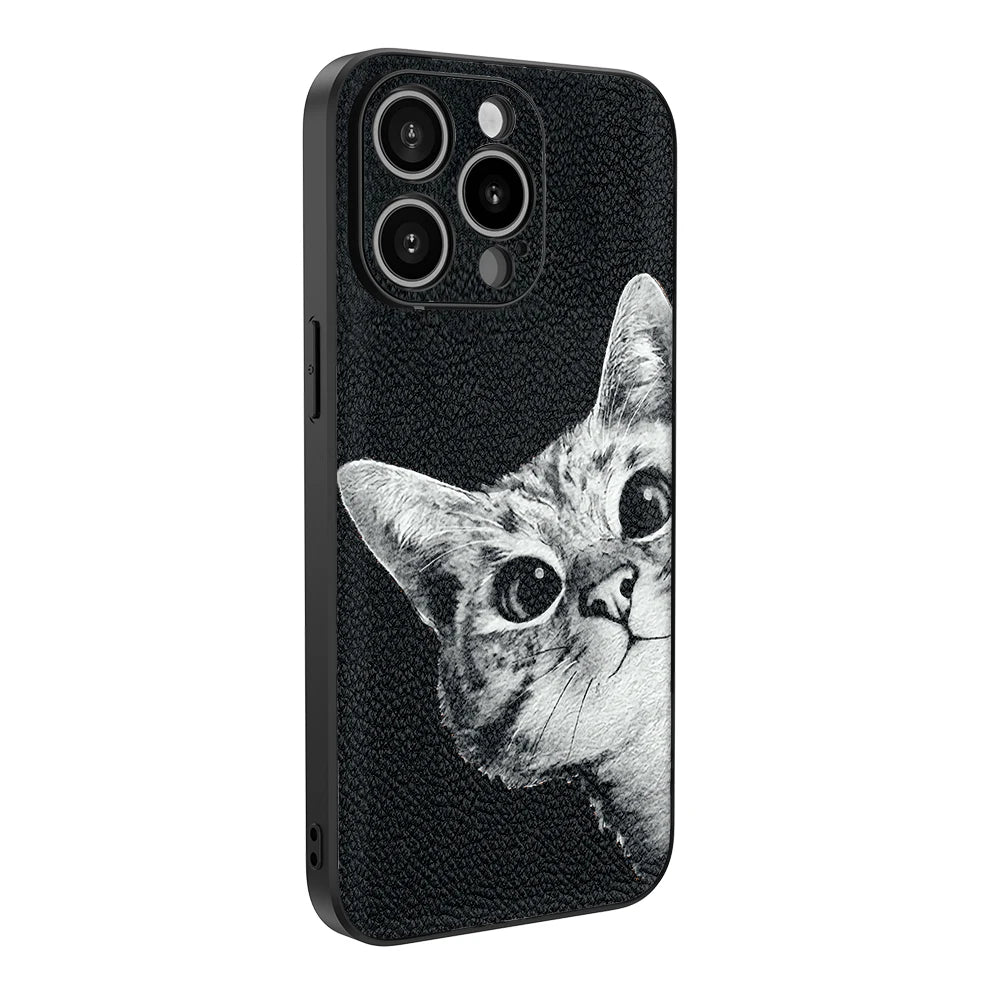 Black Cat Dog Lion Pattern with Camera Paint case for IPhone