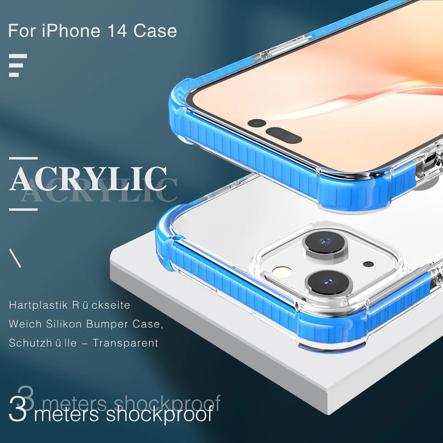 Shockproof Cover For iphone, Acrylic Crystal Clear Hard Back Shell