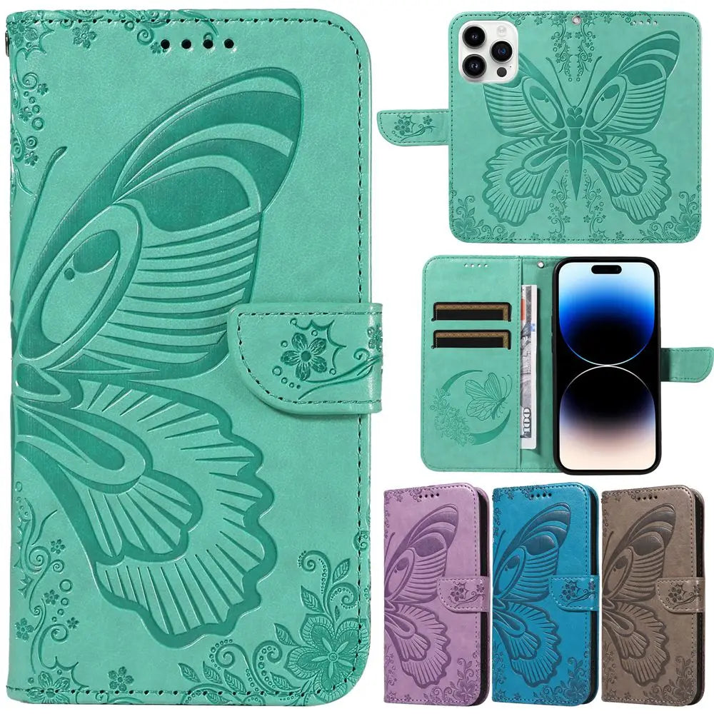 Wallet Phone Case for Funda Samsung Galaxy A55 A54 A53 A35 A34 A33 A25 A15 A05 A24 A14 A23 A13 5G Cases Butterfly Leather Cover