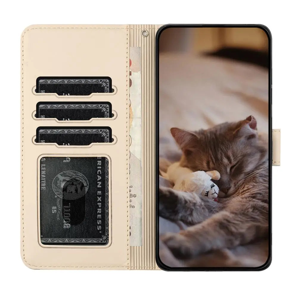 S24 Ultra S23 FE Leather Case for Samsung Galaxy A55 A35 A15 A05S A54 A34 A24 A14 A53 A33 A13 A23 Case 3D Cat Phone Wallet Cover