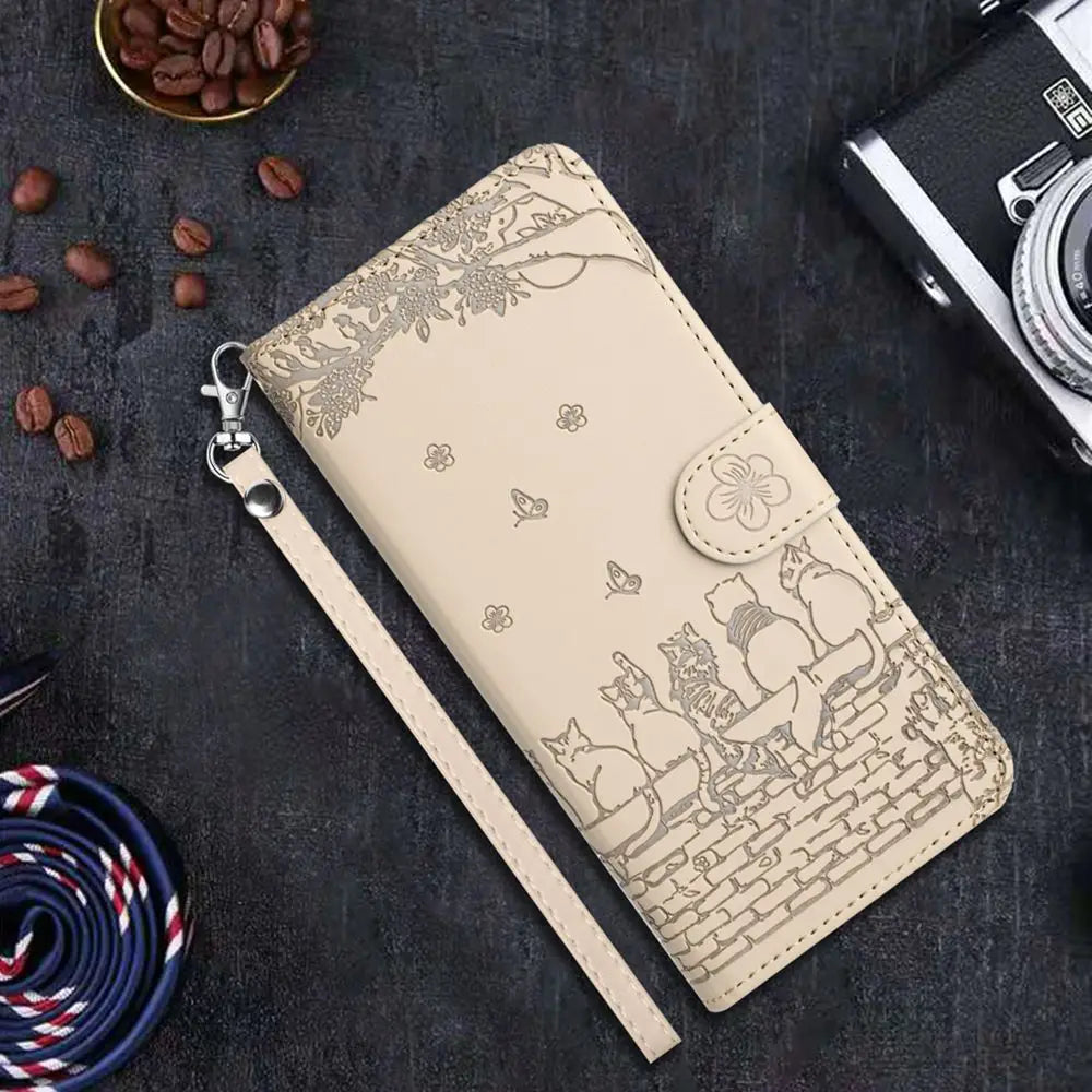 S24 Ultra S23 FE Leather Case for Samsung Galaxy A55 A35 A15 A05S A54 A34 A24 A14 A53 A33 A13 A23 Case 3D Cat Phone Wallet Cover