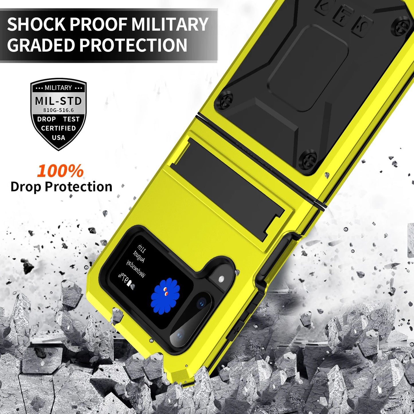 Shockproof Case for Samsung Dirt Proof Metal Armor Cover with Bracket Stand